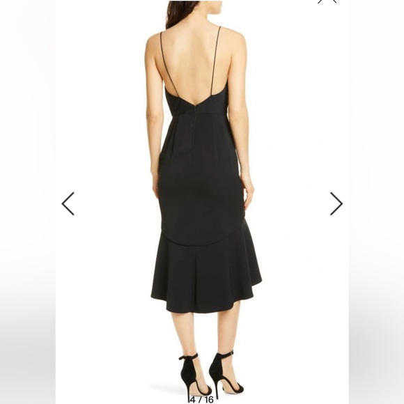 Alice + Olivia Adrina Flounce Hem Midi Dress in Black - Picture 4 of 15